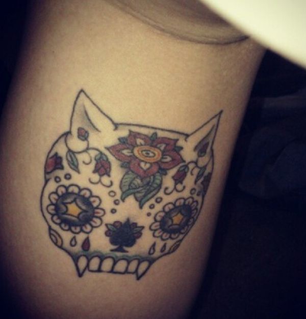Cat skull tattoo