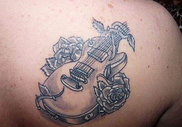 guitar and rose tattoo