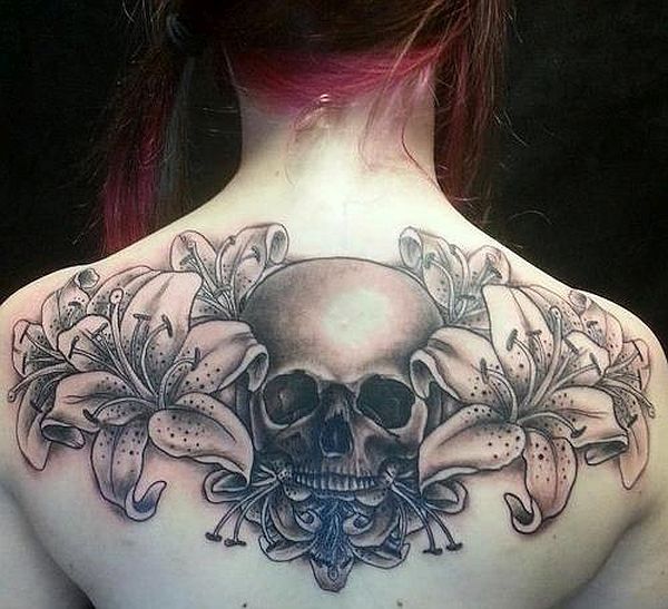 skull back tattoo