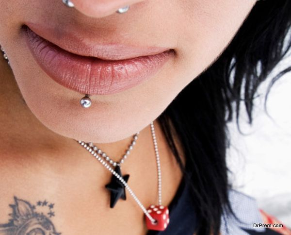 Young Goth woman's face, close-up