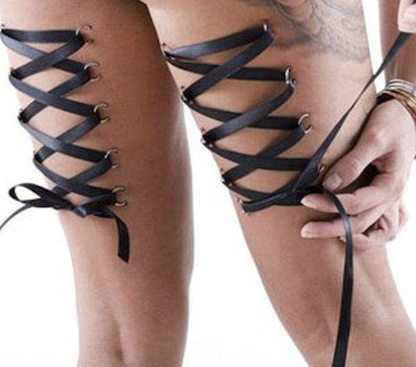 Corset piercing on the back of legs